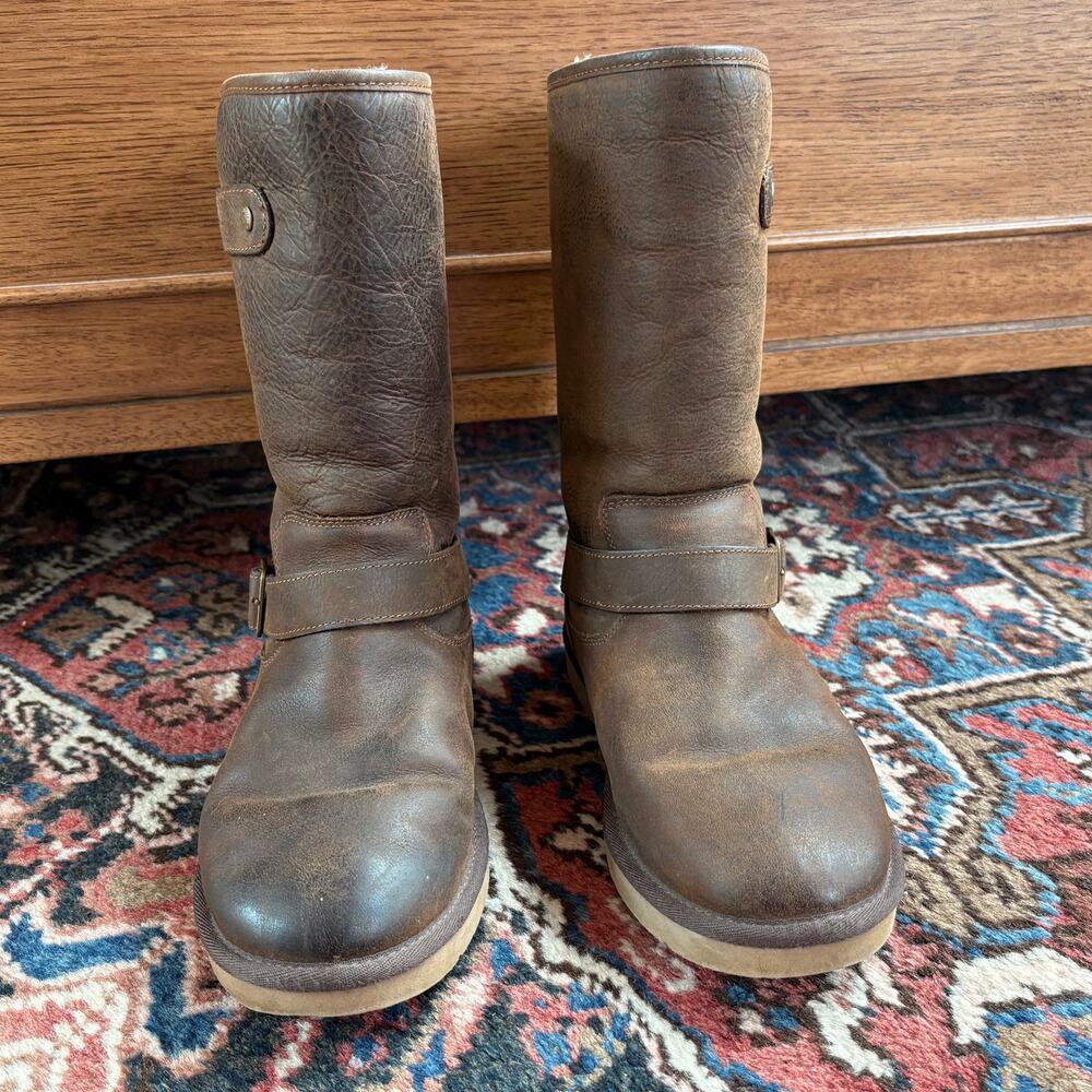 UGG‎ Australia Kensington Boots - Brown Leather Moto Style - Women’s 8